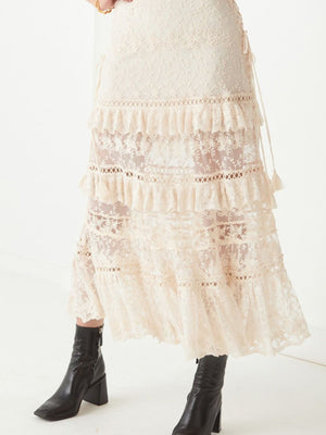 Le Gauze Lace Tiered Skirt - Southern Hippie