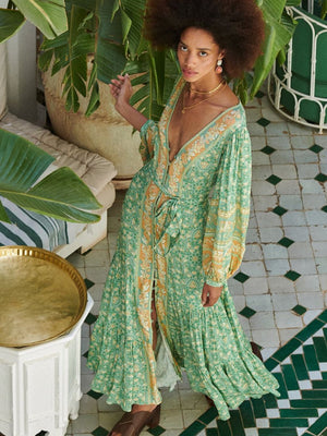 Madame Peacock Button Through Gown - Southern Hippie